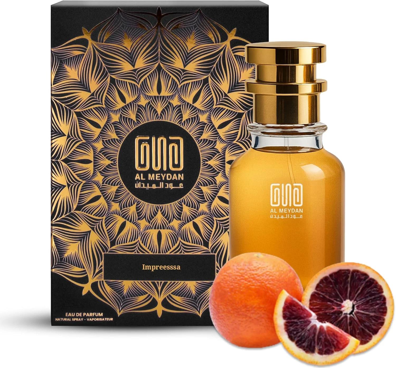 عطر روغنی زنانه عود المیدان – الهام گرفته از ایمپرسسا – عطر روغنی بدون الکل با رایحه پرتقال خونی، هلو، رز و وانیل – ماندگاری طولانی، رایحه میوه ای، گلی و کهربایی (100 میلی لیتر)
