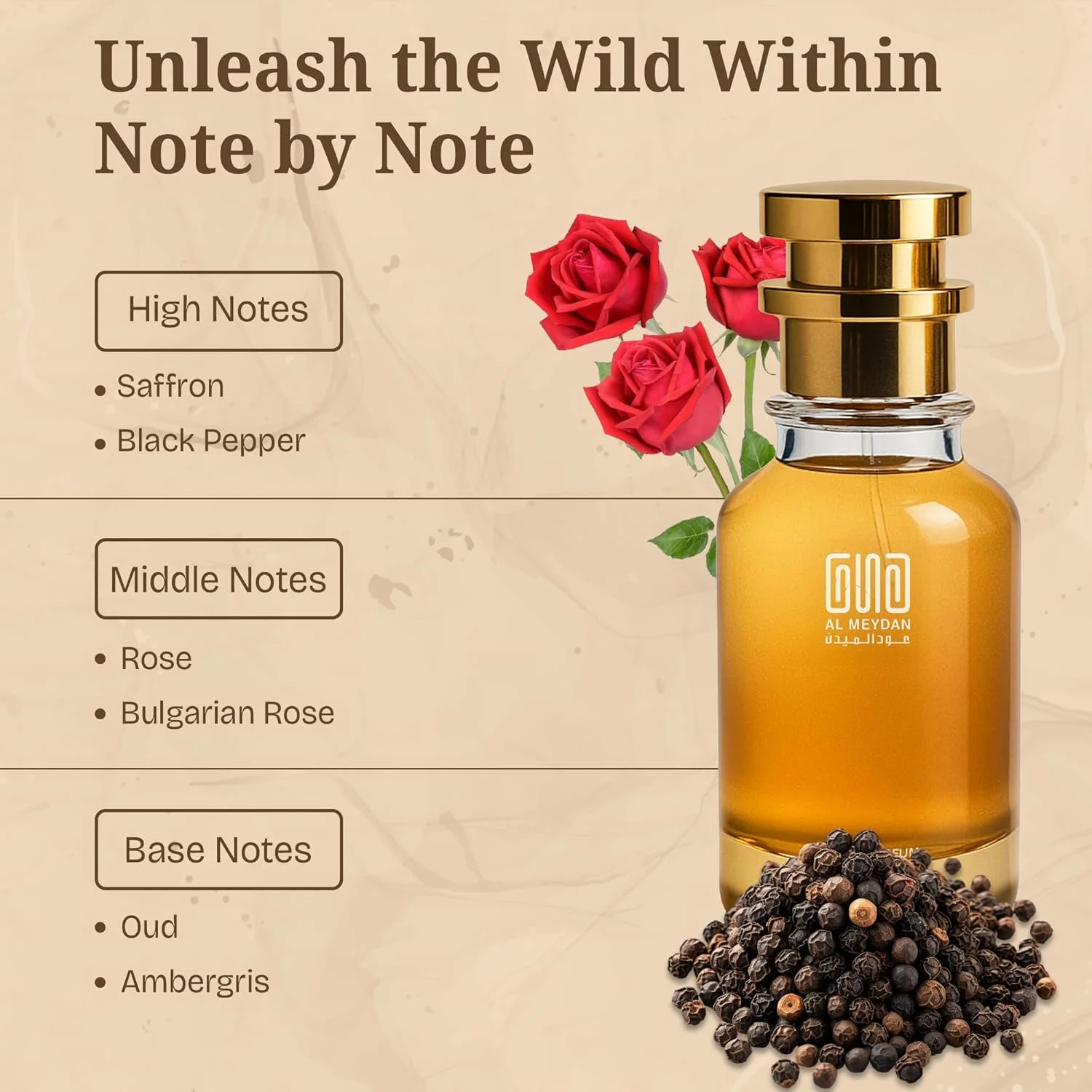 عطر روغنی زنانه عود المیدان – الهام گرفته از رز لیز سبیل – عطر روغنی بدون الکل با رایحه رز، عود و عنبر – ماندگاری طولانی، گلی، تند و شرقی (50 میلی لیتر)