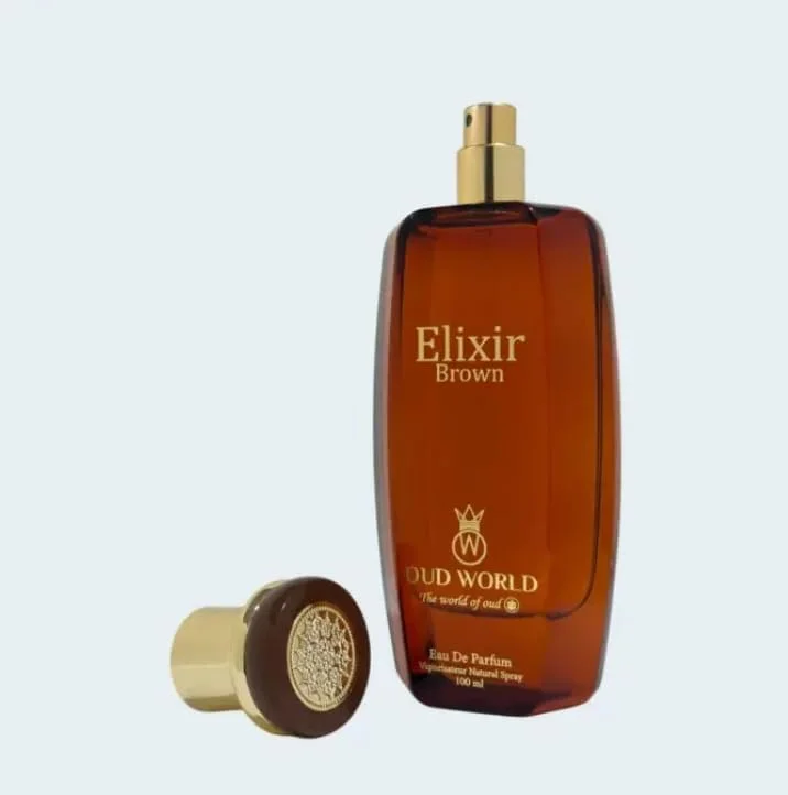 ادو پرفیوم عود ورلد Elixier Brown – عطر شرقی گرم و تند 100 میلی لیتر | رایحه عربی ماندگار унисекс | عطر عود لوکس برای مردان و زنان | اسپری EDP نیش الهام گرفته از عطر