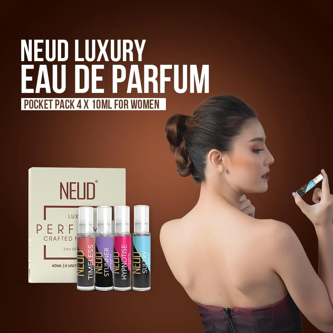 ست هدیه عطر لوکس زنانه NEUD - ادو پرفیوم ماندگار (میوه ای، رز، مشک، سیب سبز) - 2 بسته (4 ویال x 10 میلی لیتر) ست هدیه عطر لوکس زنانه NEUD - ادو پرفیوم ماندگار (میوه ای، رز، مشک، سیب سبز) - 2 بسته (4 ویال x 10 میلی لیتر)