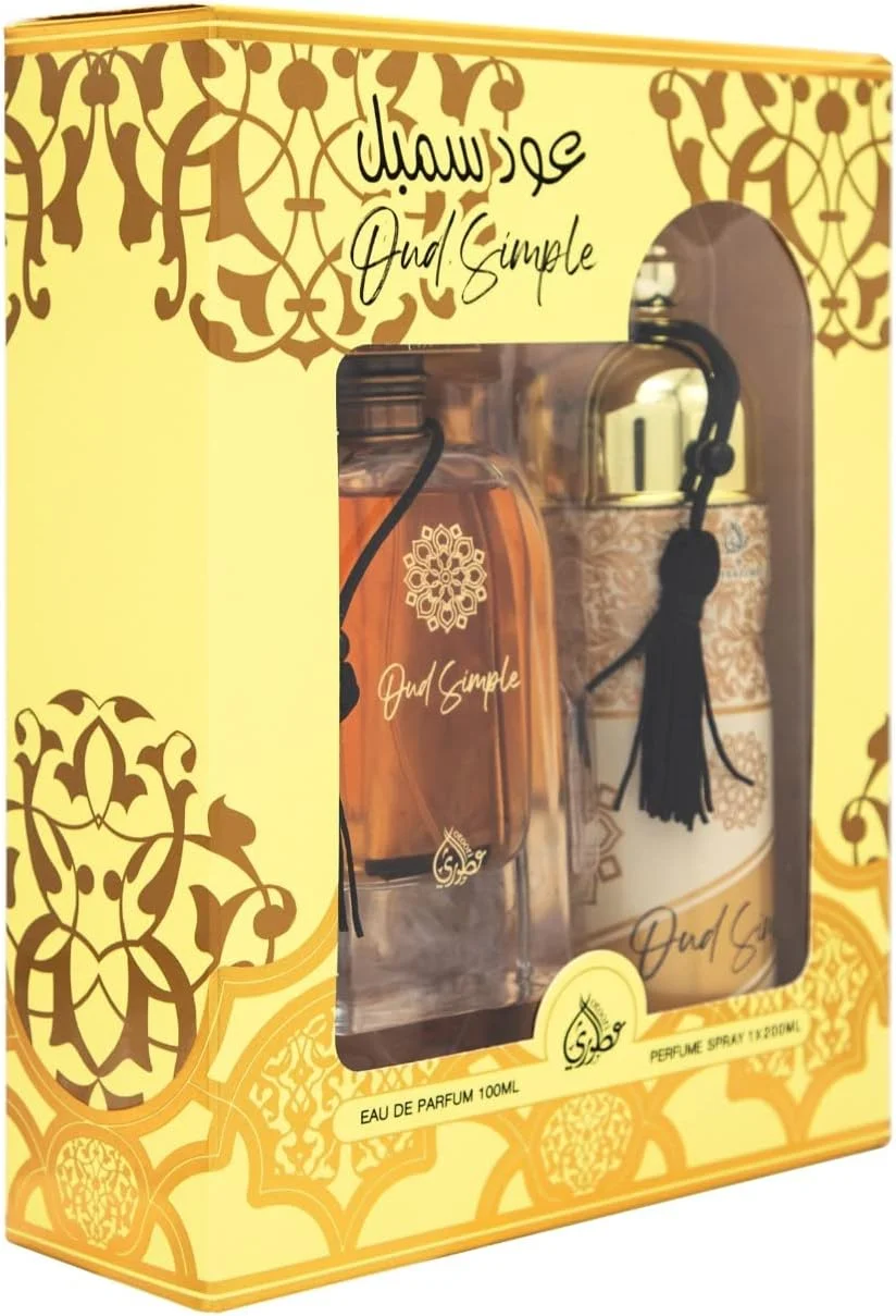 مجموعه هدیه عطر 2 تکه عود سیمپل از مجموعه عطریات اوطوری از مای پرفیومز برای آقایان و بانوان، 100 میلی لیتر ادو پرفیوم و 200 میلی لیتر اسپری عطر (OUD SIMPLE) مجموعه هدیه عطر 2 تکه عود سیمپل از مجموعه عطریات اوطوری از مای پرفیومز برای آقایان و بانوان، 100 میلی لیتر ادو پرفیوم و 200 میلی لیتر اسپری عطر (OUD SIMPLE)