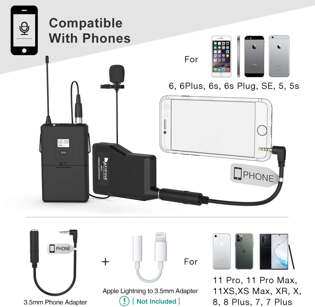 سیستم میکروفون بی سیم FIFINE، مجموعه میکروفون بی سیم Fifine با میکروفون های هدست/یقه ای Lavalier، فرستنده/گیرنده کمربندی، ایده آل برای آموزش، موعظه و سخنرانی های عمومی.(K037B) سیستم میکروفون بی سیم FIFINE، مجموعه میکروفون بی سیم Fifine با میکروفون های هدست/یقه ای Lavalier، فرستنده/گیرنده کمربندی، ایده آل برای آموزش، موعظه و سخنرانی های عمومی.(K037B)