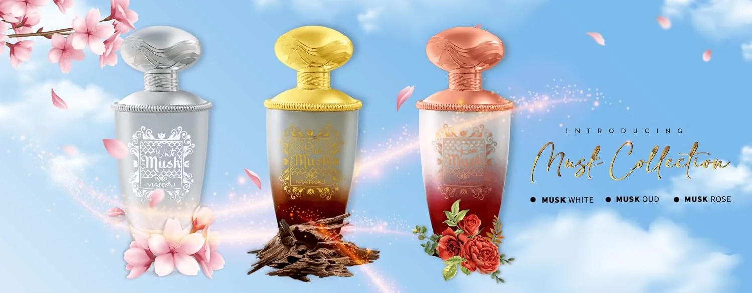 ست هدیه عطر 3 تکه عود و مشک عربی ماریج برای униsex ست هدیه عطر 3 تکه عود و مشک عربی ماریج برای униsex