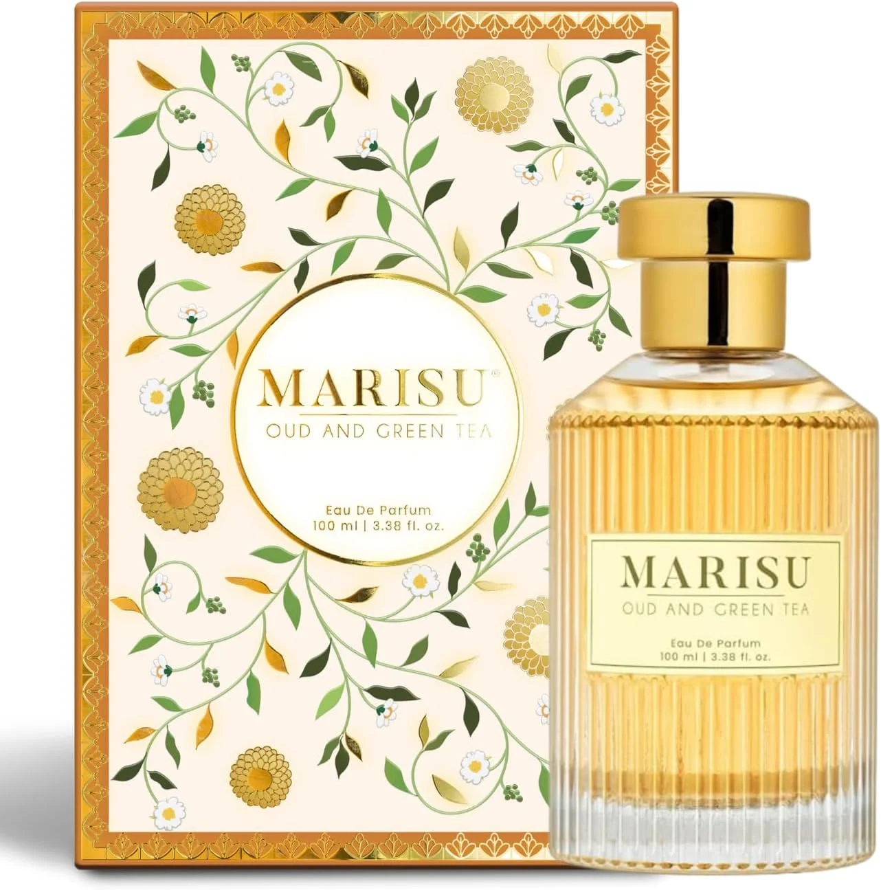ادکلن унисекс عود و چای سبز Marisu با رایحه عود، چوبی، نعناع هندی، پرتقال | عطر ماندگار برای آقایان و بانوان | عطر مایع لوکس | بهترین هدیه | 100 میلی لیتر
