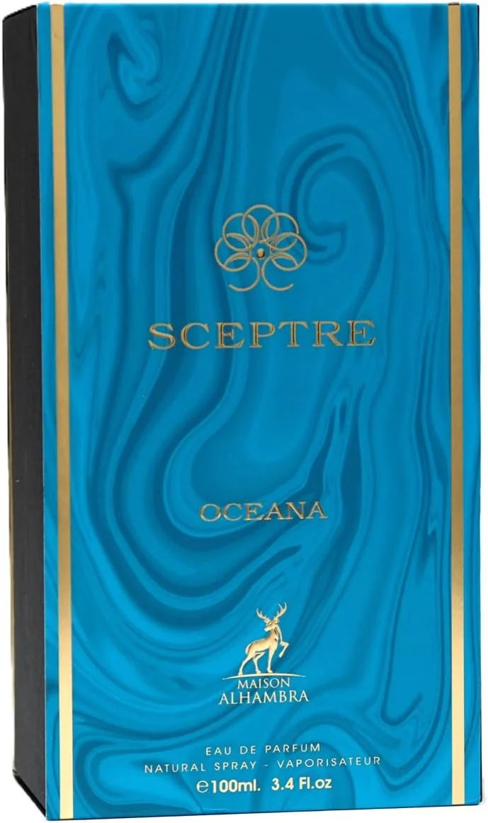 ادکلن اسپری Maison Alhambra Sceptre Oceana Eau de Parfum مناسب برای آقایان و بانوان، 100 میلی لیتر ادکلن اسپری Maison Alhambra Sceptre Oceana Eau de Parfum مناسب برای آقایان و بانوان، 100 میلی لیتر