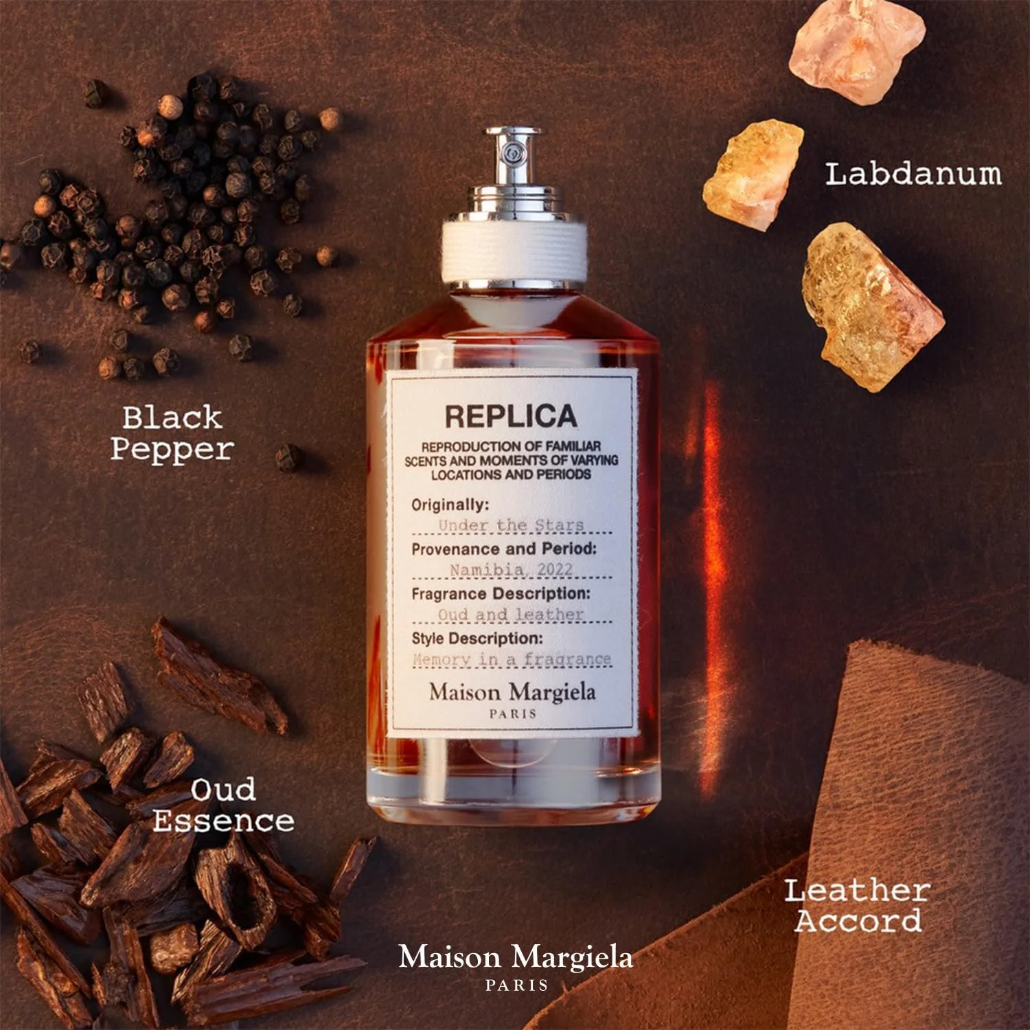 Maison Margiela - Replica - Under the Stars ادو تویلت - رایحه گرم و تند - با فلفل سیاه، چوب سدر و آکورد چرم - 30 میلی لیتر Maison Margiela - Replica - Under the Stars ادو تویلت - رایحه گرم و تند - با فلفل سیاه، چوب سدر و آکورد چرم - 30 میلی لیتر