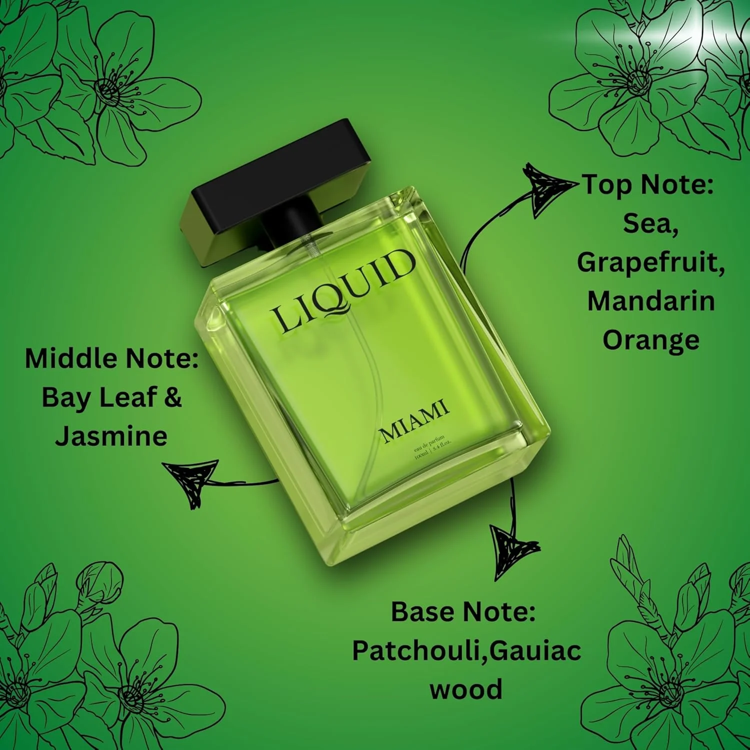 ادو پرفیوم زنانه LIQUID Miami - حجم 90 میلی لیتر | عطر ممتاز | ترکیبی از رایحه های گل سوسن، وانیل و مشک پودری | مناسب برای مناسبت های خاص | رایحه لوکس الهام گرفته از میامی | هدیه برای بانوان