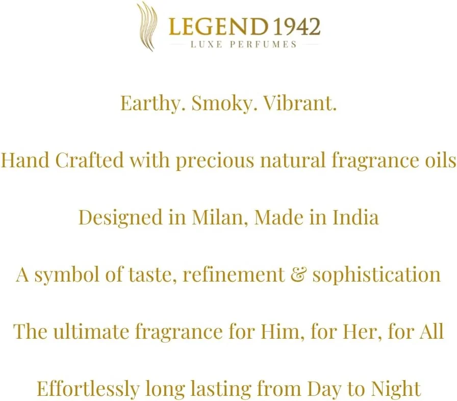 عطر لوکس ماندگار لجند 1942 | این-دی-ان-ای بلک 30 میلی لیتر | عطر برند برای مردان و زنان | ادکلن - رایحه گل | ملزومات روزمره - هدیه | دست ساز توسط آمیتاب باچان