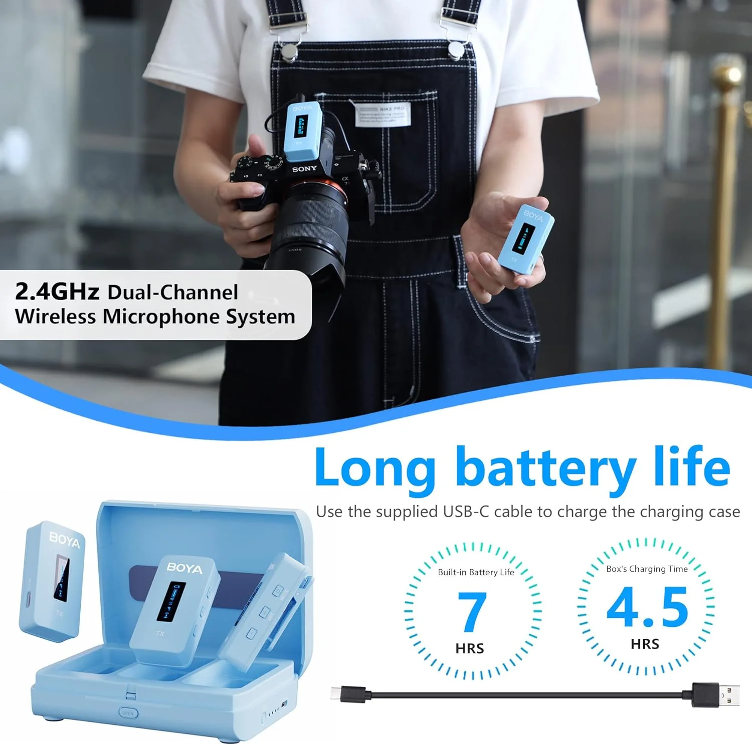 سیستم میکروفون یقه ای بی سیم دو کاناله BOYA BY-XM6-K2B با 2 فرستنده برای دوربین های DSLR، دوربین فیلمبرداری، تلفن های هوشمند در ویدیوهای ولاگ، یوتیوب، فیس بوک لایو (آبی) سیستم میکروفون یقه ای بی سیم دو کاناله BOYA BY-XM6-K2B با 2 فرستنده برای دوربین های DSLR، دوربین فیلمبرداری، تلفن های هوشمند در ویدیوهای ولاگ، یوتیوب، فیس بوک لایو (آبی)