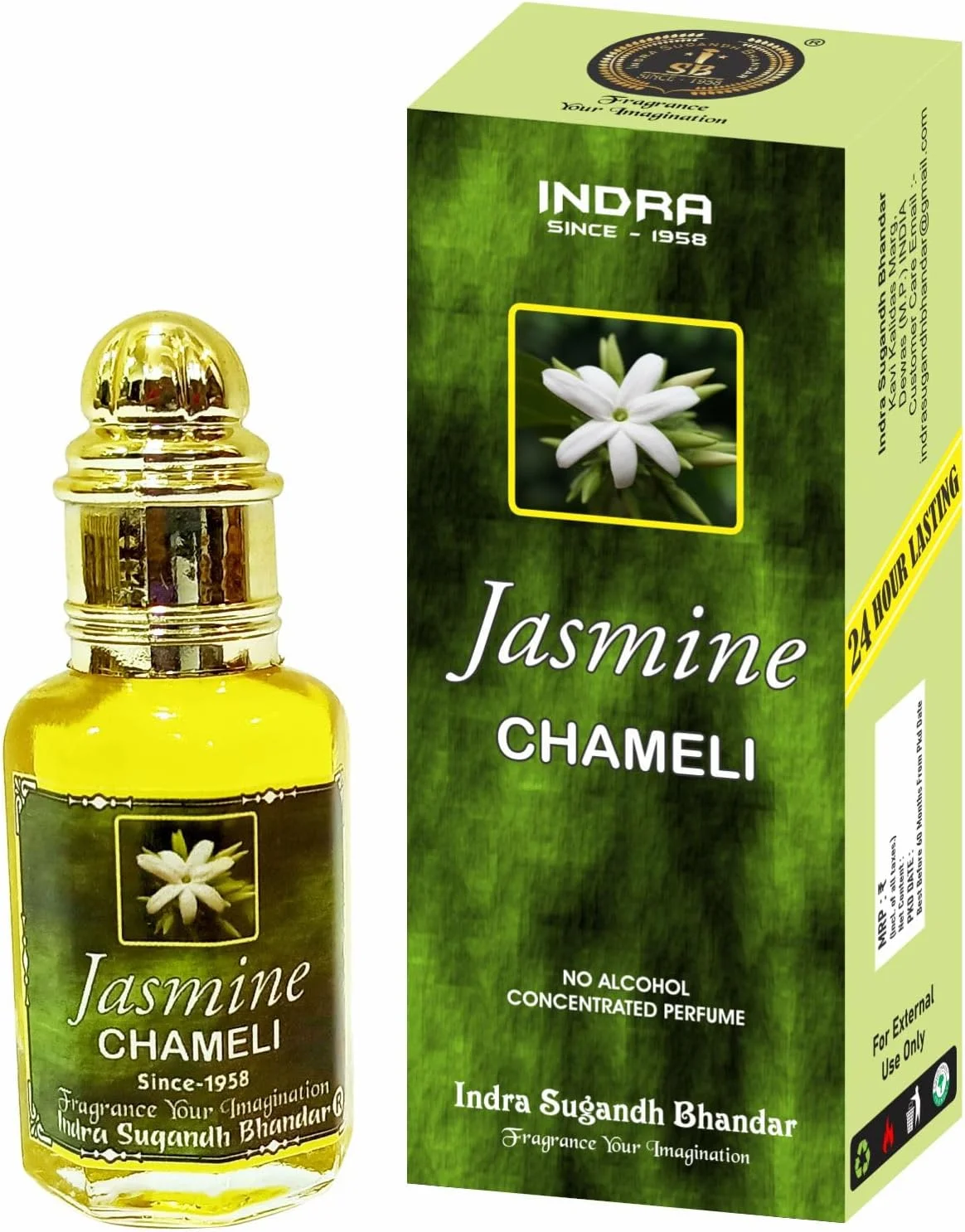 عطر ایندرا سوگند باندار برای مردان و زنان، یاسمن | عطر چملی غنی و الهی، اصل و خالص، رایحه گل چملی ماندگار، بسته بندی رول-آن 12 میلی لیتری