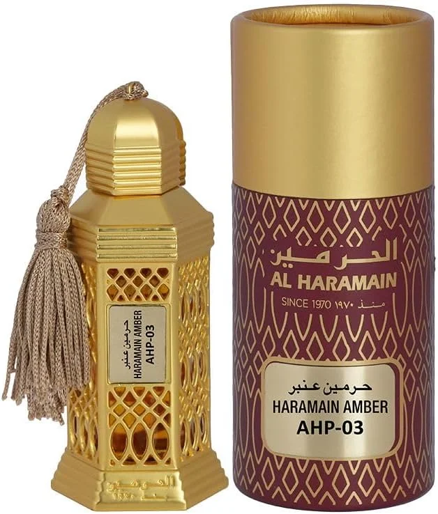 روغن عطر کنستانتره عنبر الحرمین - 12 میلی لیتر | عطر بدون الکل унисекс با رایحه گل رز، یاس، عنبر و چوب صندل | رایحه شرقی ماندگار برای آقایان و بانوان
