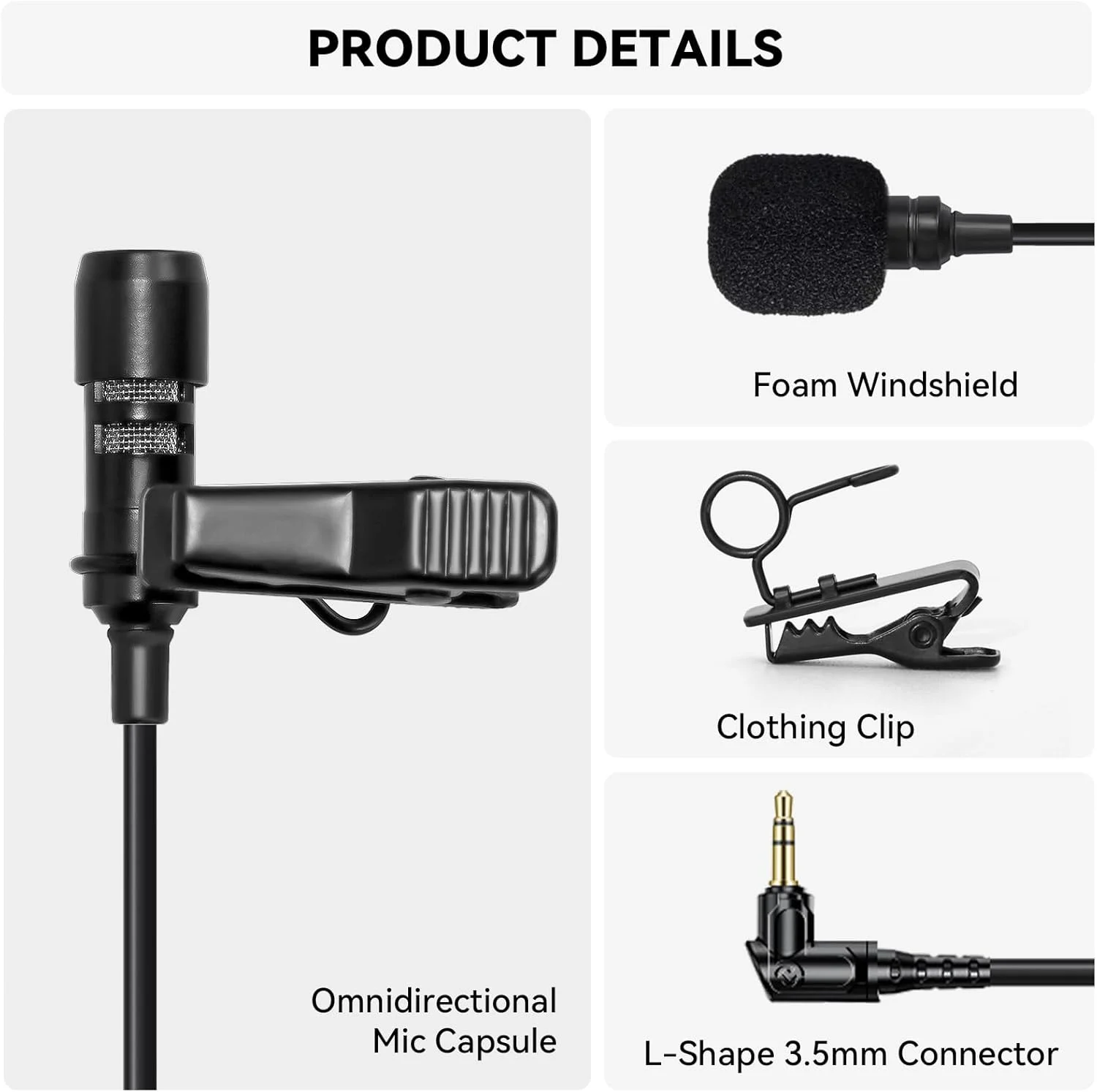 میکروفون یقه ای همه جهته HollyView Hollyland برای سیستم میکروفون Lark Max - مشکی، (2 عدد) میکروفون یقه ای همه جهته HollyView Hollyland برای سیستم میکروفون Lark Max - مشکی، (2 عدد)