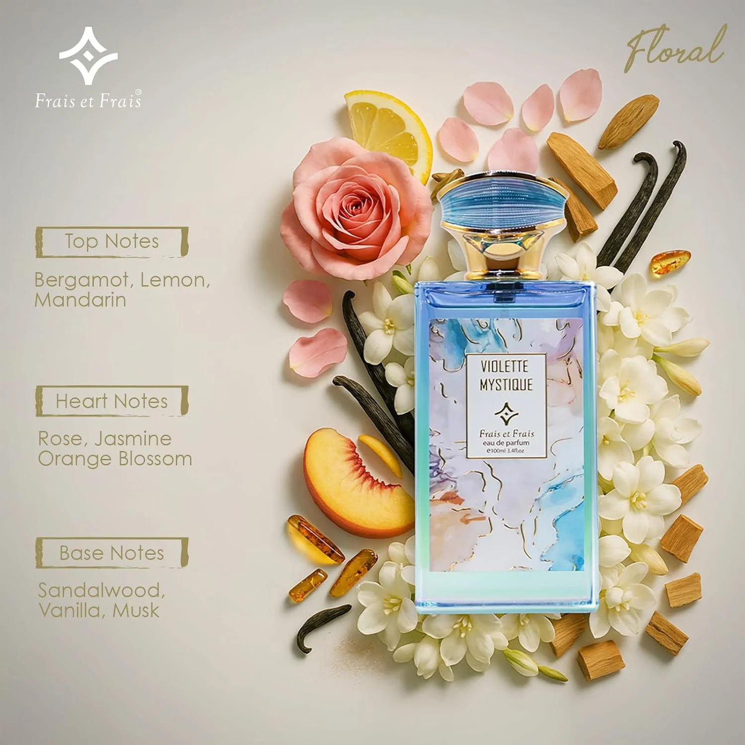 عطر زنانه فراس ات فراس ویولت میستیک ۱۰۰ میلی لیتر - ادو پرفیوم - رایحه گلی، مرکباتی و چوبی با رز، شکوفه پرتقال و چوب صندل عطر زنانه فراس ات فراس ویولت میستیک ۱۰۰ میلی لیتر - ادو پرفیوم - رایحه گلی، مرکباتی و چوبی با رز، شکوفه پرتقال و چوب صندل