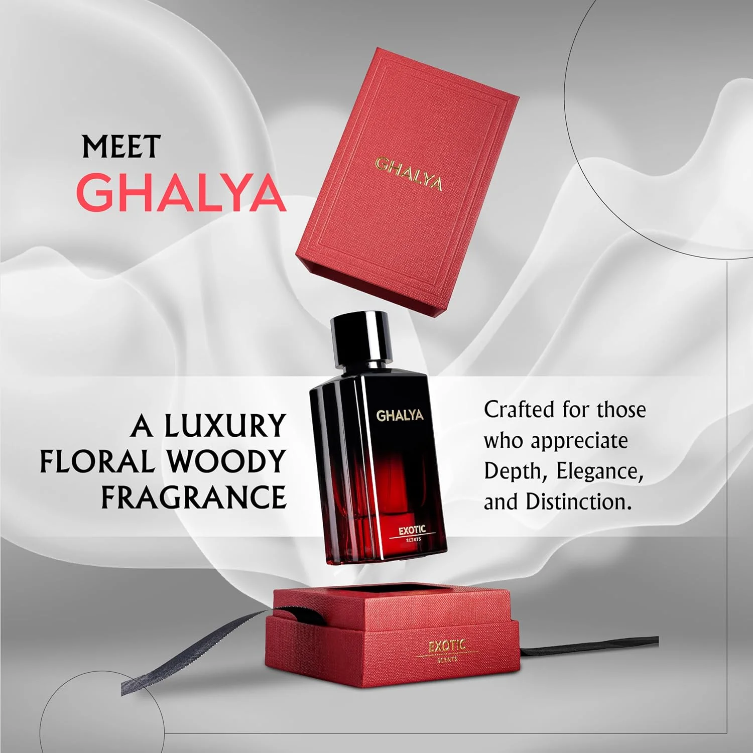 ادو پرفیوم رایحه های اگزوتیک GHALYA - 80 میلی لیتر | عطر گلی چوبی برای مردان و زنان، ماندگاری طولانی