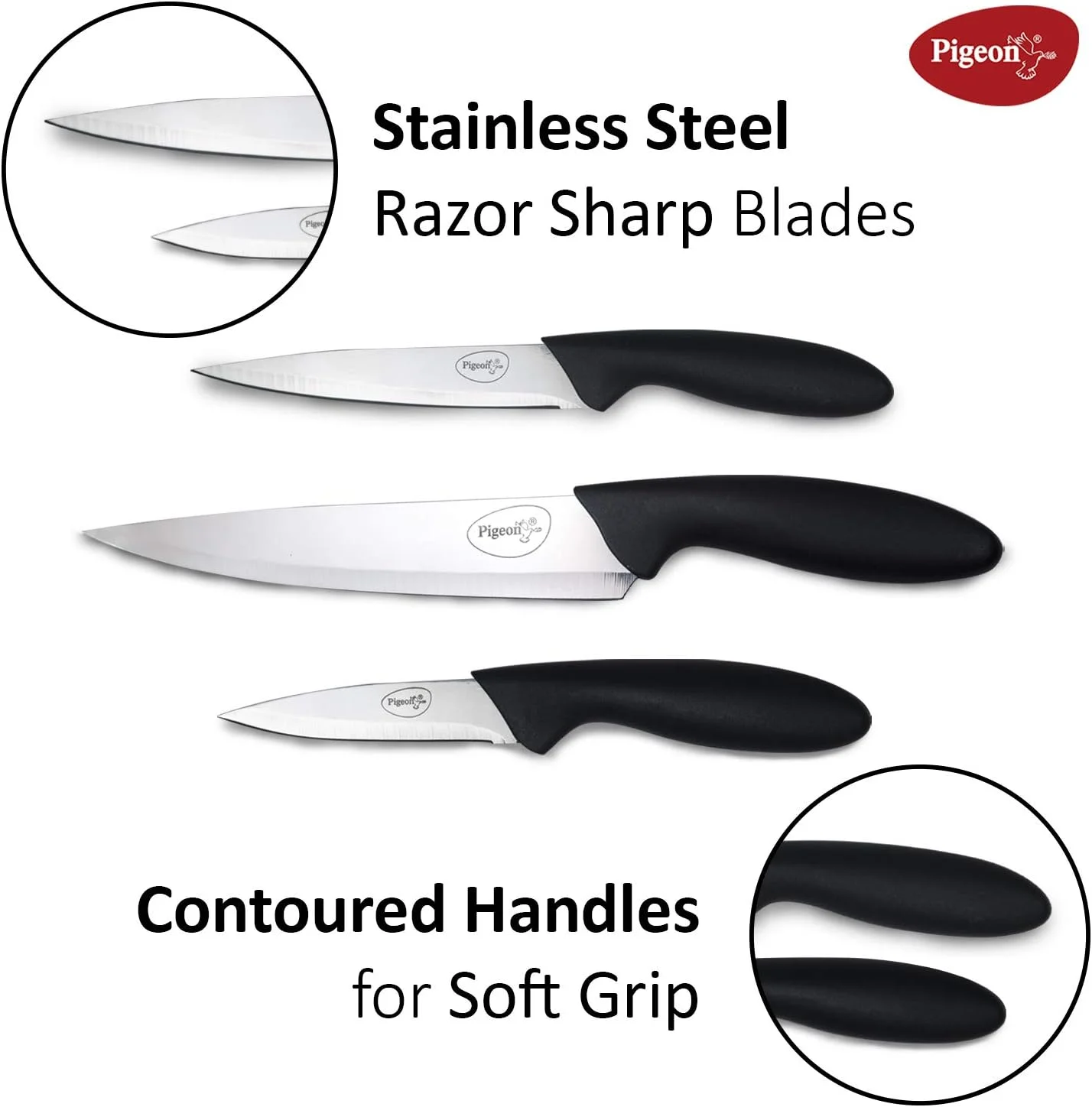 ست چاقوی آشپزخانه 3 تکه استیل پیجن