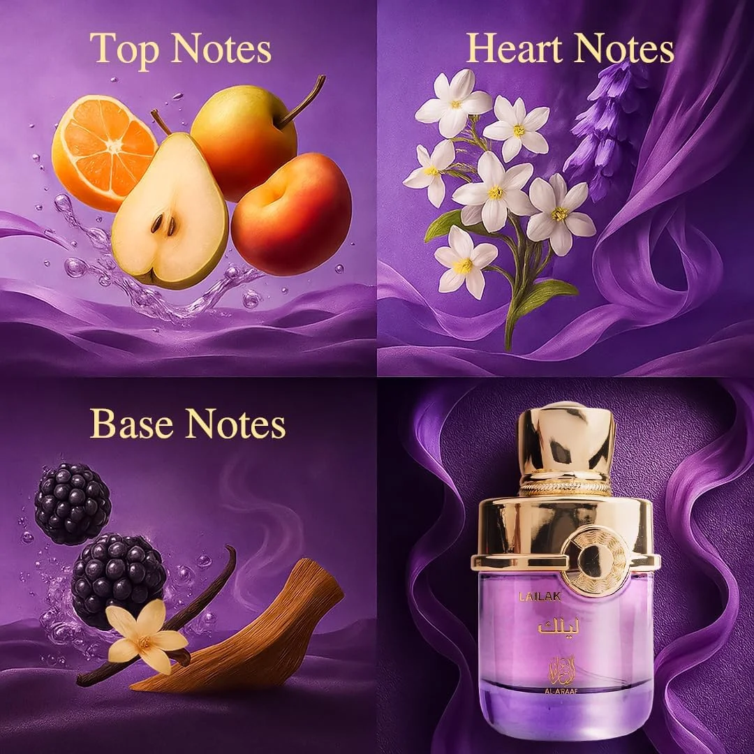عطر زنانه لیلاک از برند الاعراف، ۱۰۰ میلی لیتر - رایحه گلی با گلابی، یاس و بنفشه - رایحه کلاسیک و لوکس زنانه عطر زنانه لیلاک از برند الاعراف، ۱۰۰ میلی لیتر - رایحه گلی با گلابی، یاس و بنفشه - رایحه کلاسیک و لوکس زنانه