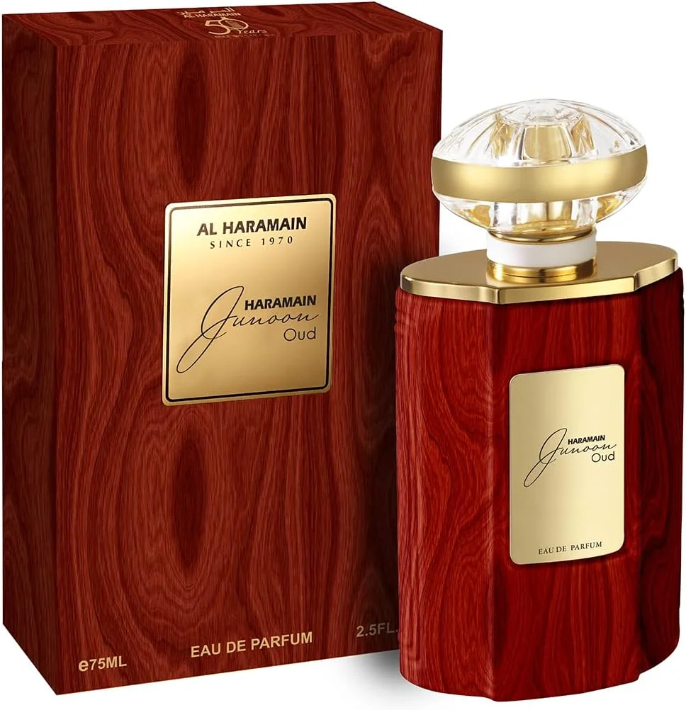 ادکلن عود جونون الحرمین 75 میلی لیتر | عطر یونیسکس برای آقایان و بانوان | رایحه ماندگار چوبی گلی مشک با گریپ فروت، یاس، عنبر و نعناع هندی