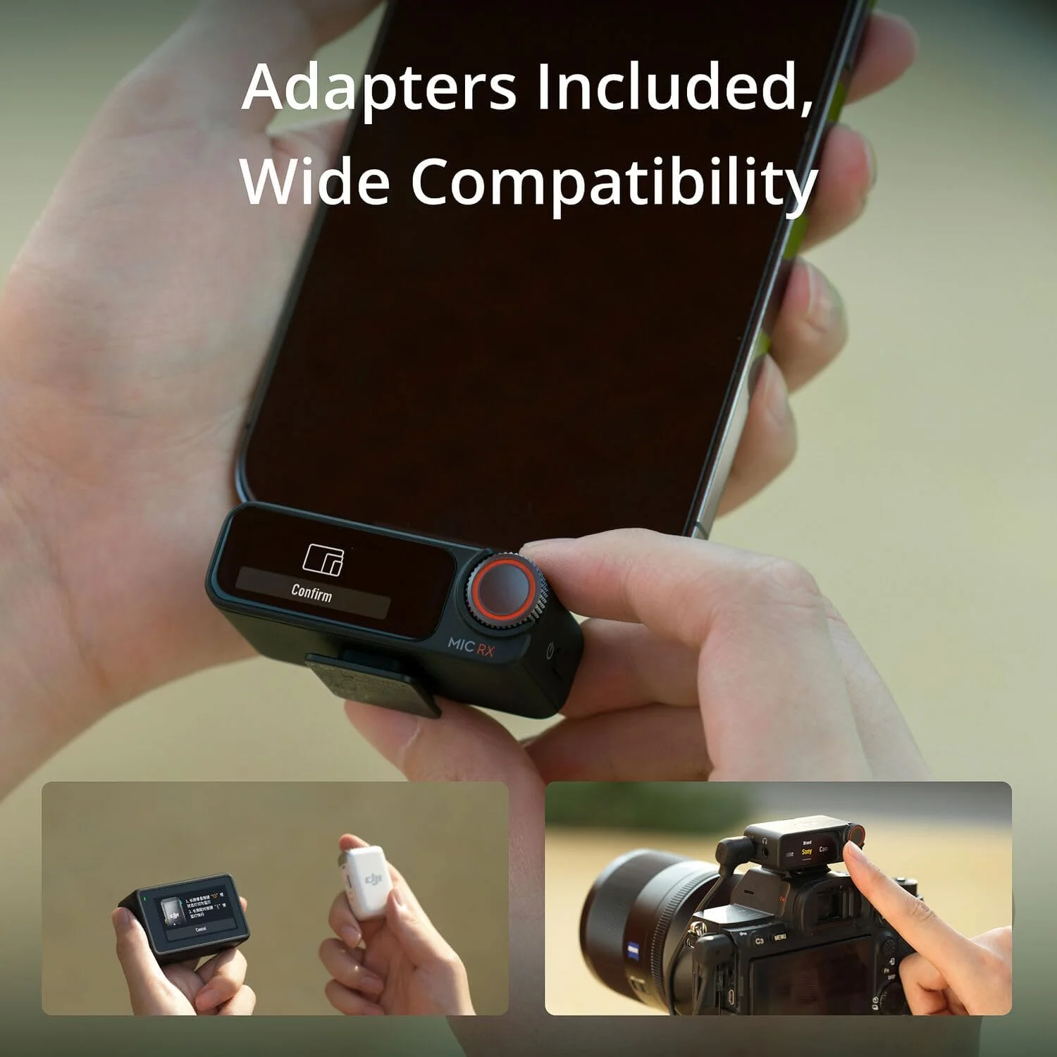 DJI Mic 2 (2 TX + 1 RX + جعبه شارژ)، میکروفون یقه ای بی سیم، حذف نویز، برد 820 فوت، میکروفون برای آیفون، اندروید، دوربین به همراه 2 میکروفون یقه ای کندانسور همه جهته DJI Mic 2 (2 TX + 1 RX + جعبه شارژ)، میکروفون یقه ای بی سیم، حذف نویز، برد 820 فوت، میکروفون برای آیفون، اندروید، دوربین به همراه 2 میکروفون یقه ای کندانسور همه جهته