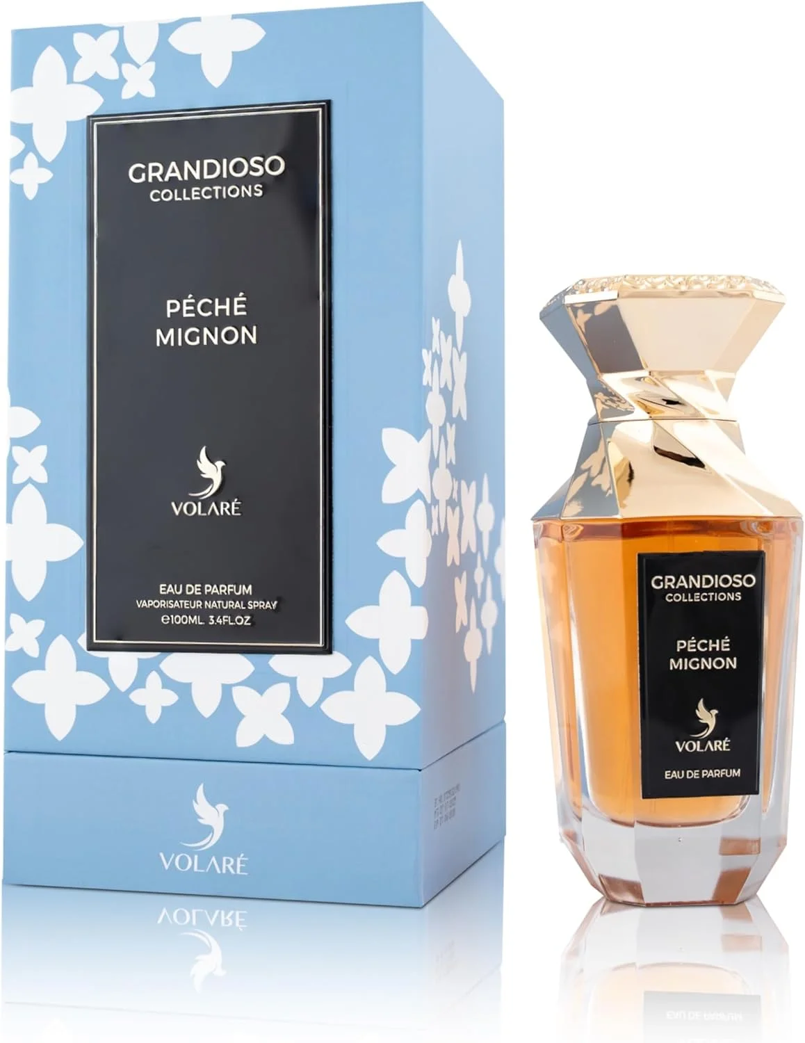 Volare, Peche Mignon Grandioso Collections | هلو مخملی، گل اوسمانتوس و ظرافت چرم کهربایی، ماندگاری طولانی | ادو پرفیوم унисекс - 100 میلی لیتر