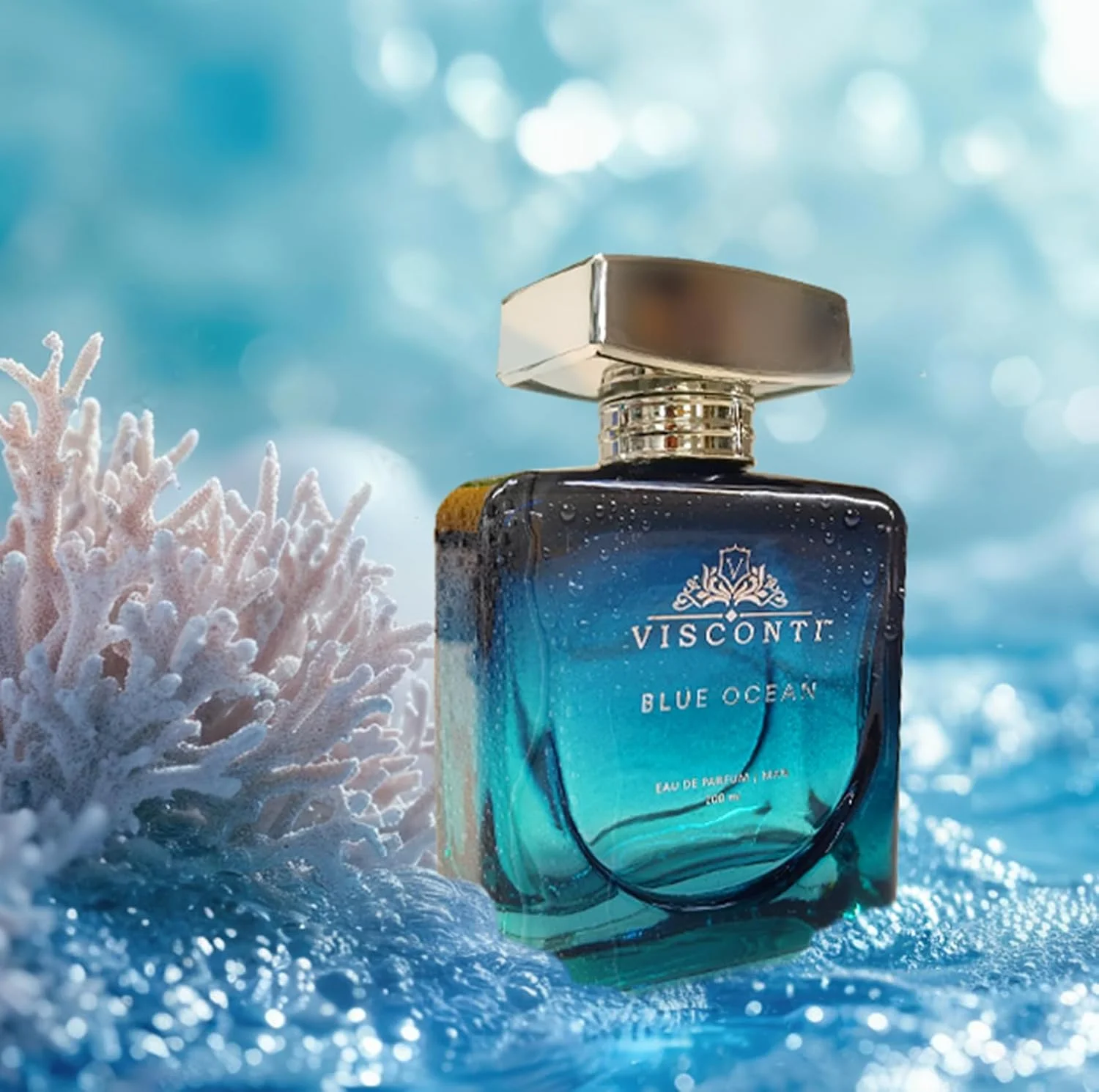ادکلن مردانه ویسکونتی بلو اوشن ادو پرفیوم رایحه دریایی با مرکبات میوه ای، مشک و چوب سدر، رایحه ای ماندگار و ضد لک مناسب گردش و ورزش، 100 میلی لیتر