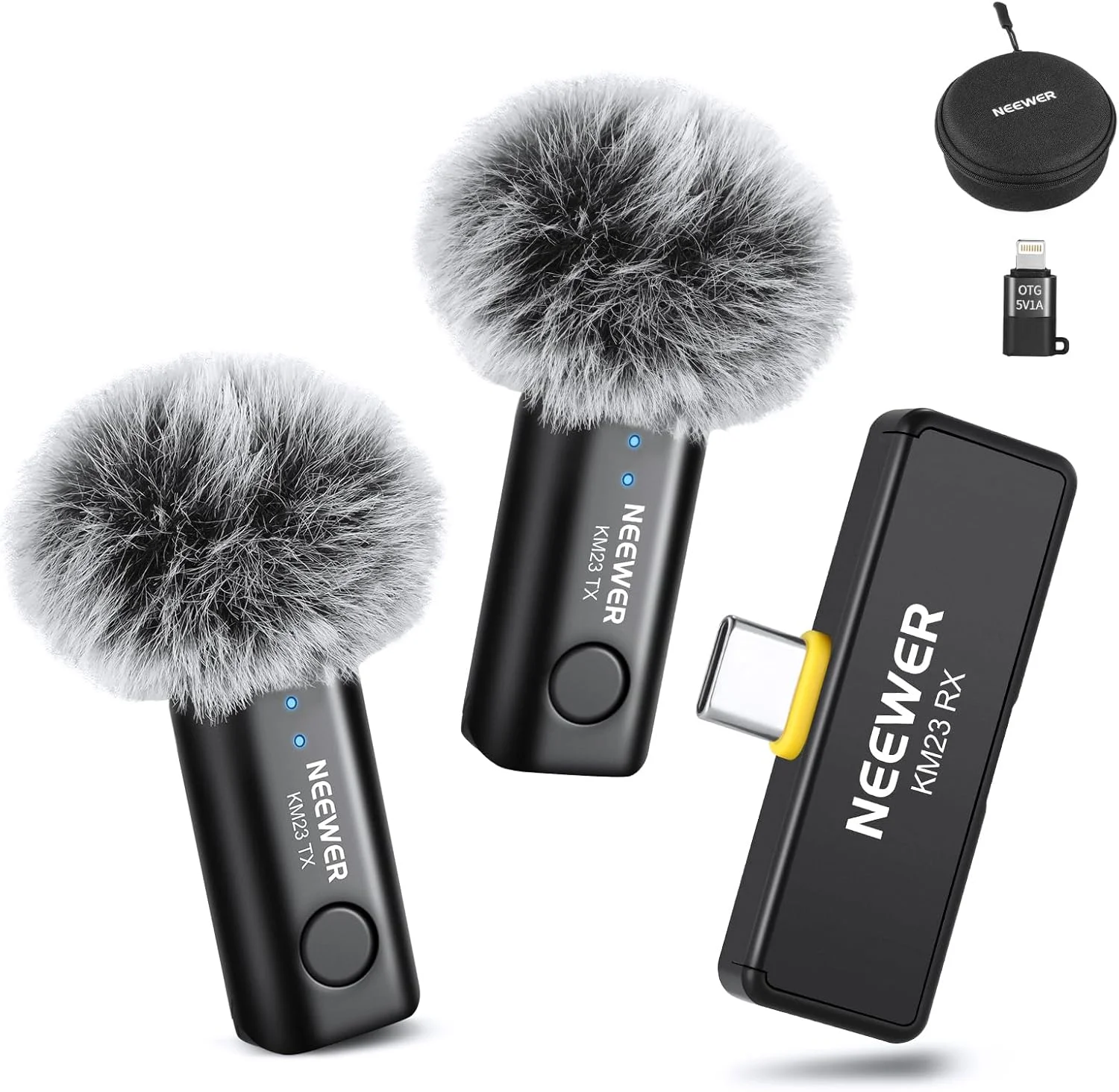 سیستم میکروفون بیسیم یقهای NEEWER، 1 عدد گیرنده USB C با آداپتور OTG و 2 عدد فرستنده کندانسور همه جهته با قابلیت حذف نویز سازگار با iPhone 16 Pro Max S24 Ultra، مدل KM23 سیستم میکروفون بیسیم یقهای NEEWER، 1 عدد گیرنده USB C با آداپتور OTG و 2 عدد فرستنده کندانسور همه جهته با قابلیت حذف نویز سازگار با iPhone 16 Pro Max S24 Ultra، مدل KM23