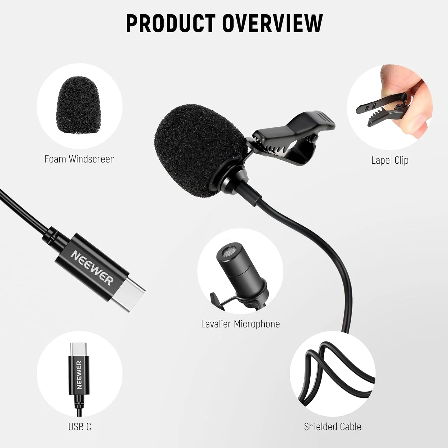 میکروفون یقه ای مینی USB C نیور، بسته 2 عددی، سازگار با آیفون 16 15 پرو مکس، گوشی های اندروید، تبلت و کامپیوتر، میکروفون خازنی اومنی دایرکشنال کلیپسی با کابل 2 متری میکروفون یقه ای مینی USB C نیور، بسته 2 عددی، سازگار با آیفون 16 15 پرو مکس، گوشی های اندروید، تبلت و کامپیوتر، میکروفون خازنی اومنی دایرکشنال کلیپسی با کابل 2 متری