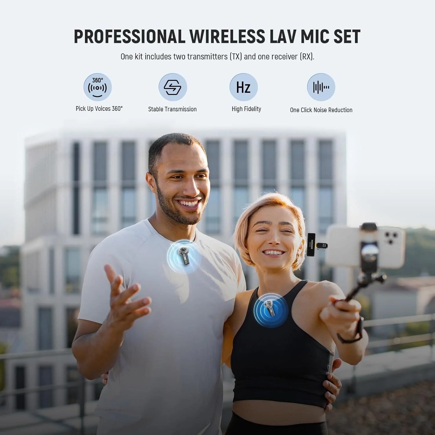 سیستم میکروفون بیسیم یقهای NEEWER، 1 عدد گیرنده USB C با آداپتور OTG و 2 عدد فرستنده کندانسور همه جهته با قابلیت حذف نویز سازگار با iPhone 16 Pro Max S24 Ultra، مدل KM23 سیستم میکروفون بیسیم یقهای NEEWER، 1 عدد گیرنده USB C با آداپتور OTG و 2 عدد فرستنده کندانسور همه جهته با قابلیت حذف نویز سازگار با iPhone 16 Pro Max S24 Ultra، مدل KM23