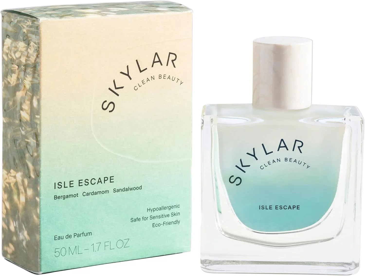 عطر ادو پرفیوم Skylar Isle Escape - عطر تمیز و ضد حساسیت برای زنان و مردان، وگان و ایمن برای پوست های حساس - عطر تازه با رایحه ترنج، هل و چوب صندل - 50 میلی لیتر