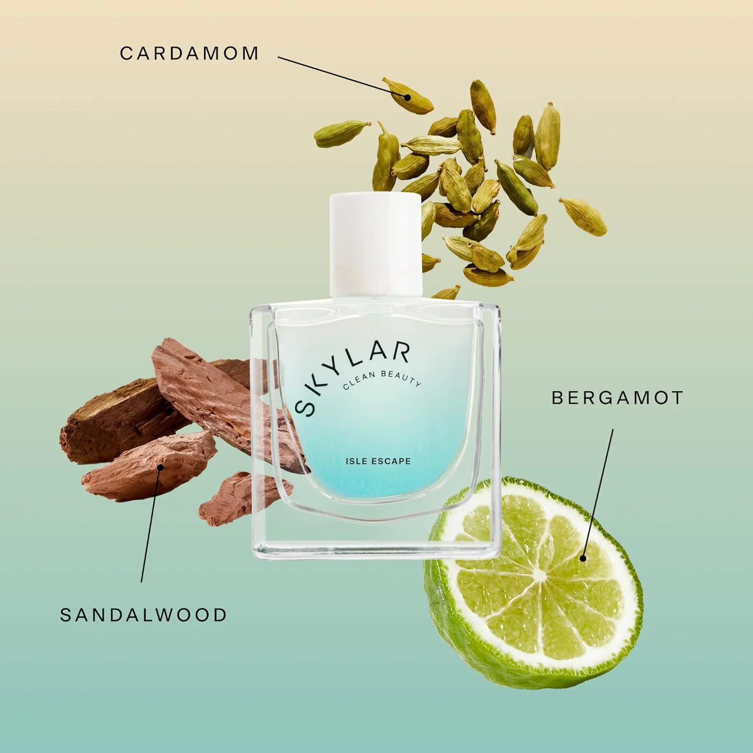 عطر ادو پرفیوم Skylar Isle Escape - عطر تمیز و ضد حساسیت برای زنان و مردان، وگان و ایمن برای پوست های حساس - عطر تازه با رایحه ترنج، هل و چوب صندل - 50 میلی لیتر