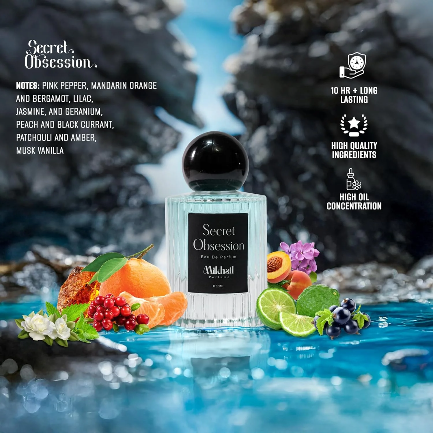 عطر унисекс Secret Obsession – ادو پرفیوم تند و گلی برای آقایان و بانوان – رایحه ماندگار با عنبر، وانیل و مشک – رایحه جسورانه و احساسی برای روز و شب – 50 میلی لیتر