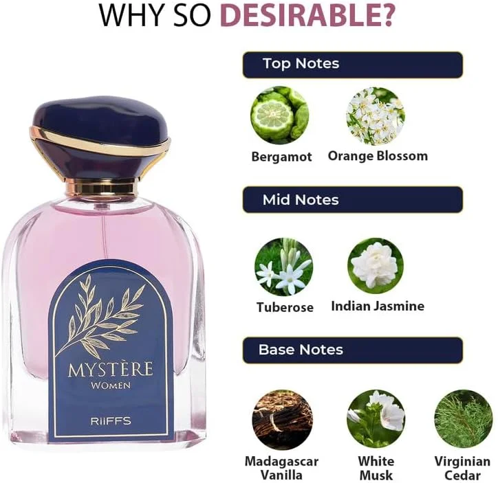 عطر زنانه ریفز میستری | ادو پرفیوم ماندگار | رایحه ای ظریف برای استفاده روزانه و شبانه، 100 میلی لیتر عطر زنانه ریفز میستری | ادو پرفیوم ماندگار | رایحه ای ظریف برای استفاده روزانه و شبانه، 100 میلی لیتر