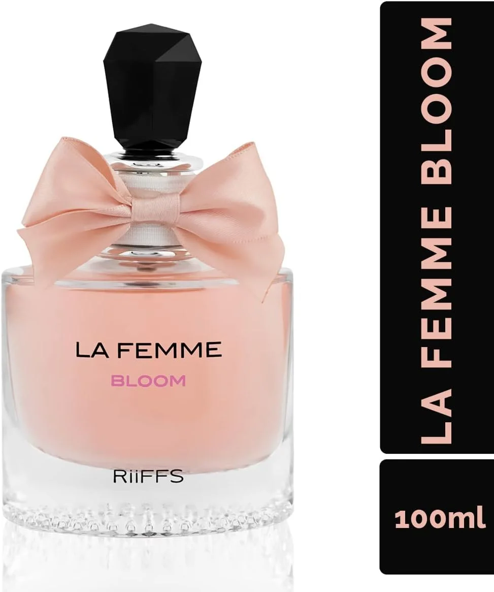 ادکلن زنانه ریفز پرفیومز La Femme Bloom وارداتی با ماندگاری طولانی 100 میلی لیتر، رایحه میوه ای، گلی و چوبی، رایحه ای آرامش بخش