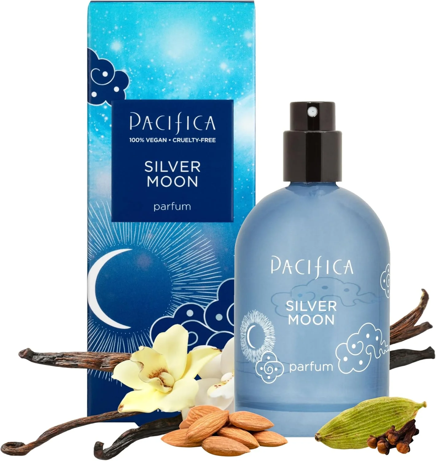 عطر زنانه پاسیفیکا سیلور مون با رایحه وانیل، بادام و ادویه - عطری گرم، لذیذ و پاک، 2 اونس مایع (وگان و بدون تست حیوانی)