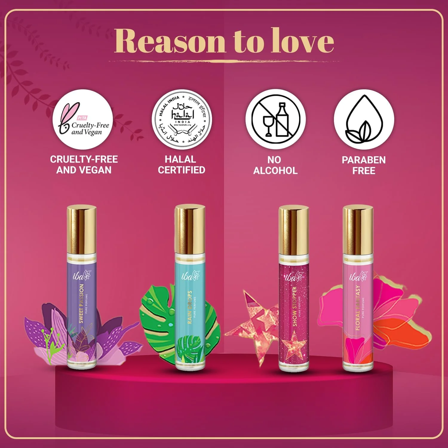 ست هدیه عطر زنانه ایبا (4 * 10 میلی لیتر) رایحه لوکس آکوا، میوه ای، گلی، چوبی، مشک و ادویه ای با ماندگاری طولانی | ست عطر رولی | بدون الکل