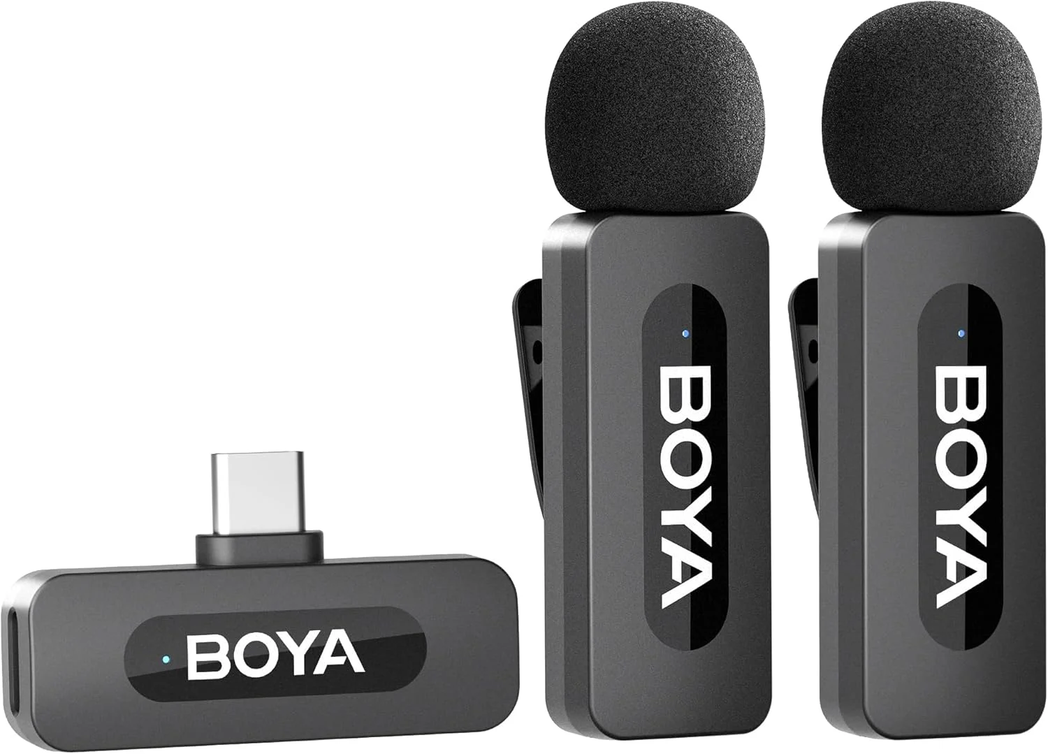 میکروفون یقه ای بی سیم دوگانه BOYA برای گوشی های هوشمند اندروید، آیفون 15، لپ تاپ - میکروفون کاندنسر USB C همه جهته برای ضبط ویدیو، مصاحبه، پادکست، ولاگ، پخش زنده یوتیوب (TX+TX+RX)
