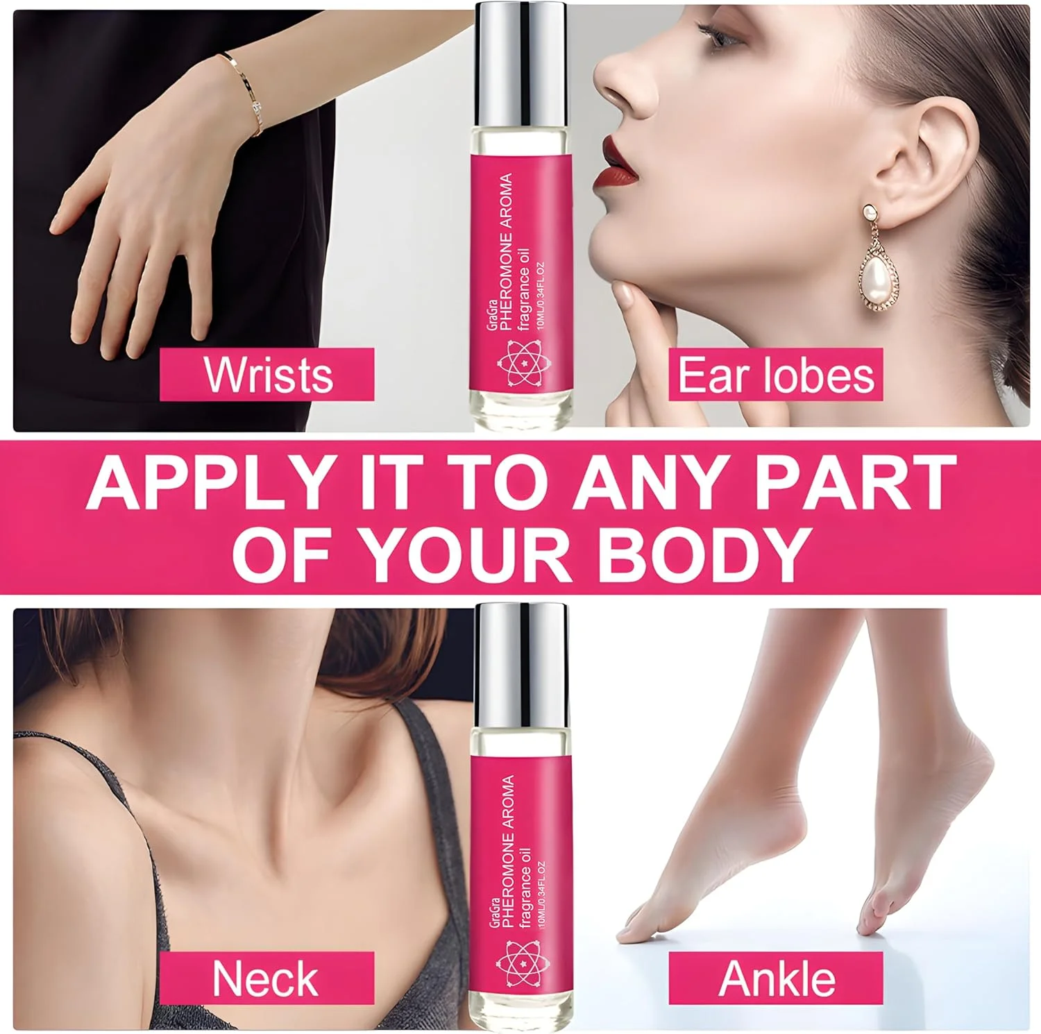 روغن عطر فرمونی میوه ای زنانه GraGra، رایحه ای ماندگار برای جذب زنان، طراحی رولی، قابل حمل (10 میلی لیتر)