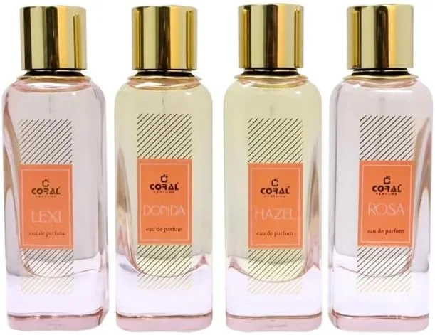 ست هدیه عطر زنانه Coral Exquisite Collection Femme | رایحه لوکس ماندگار | رایحه میوه ای معطر با گل، وانیل و مشک | EDP 45ml x 4 | ساخت دبی