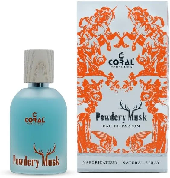 عطر پودری مشک مرجانی مناسب برای آقایان و بانوان | رایحه پودری و گرم وانیل کهربایی ماندگار با مشک، رز و تونکا | ادو پرفیوم - 50 میلی لیتر | ساخت دبی توسط عطرهای مرجانی