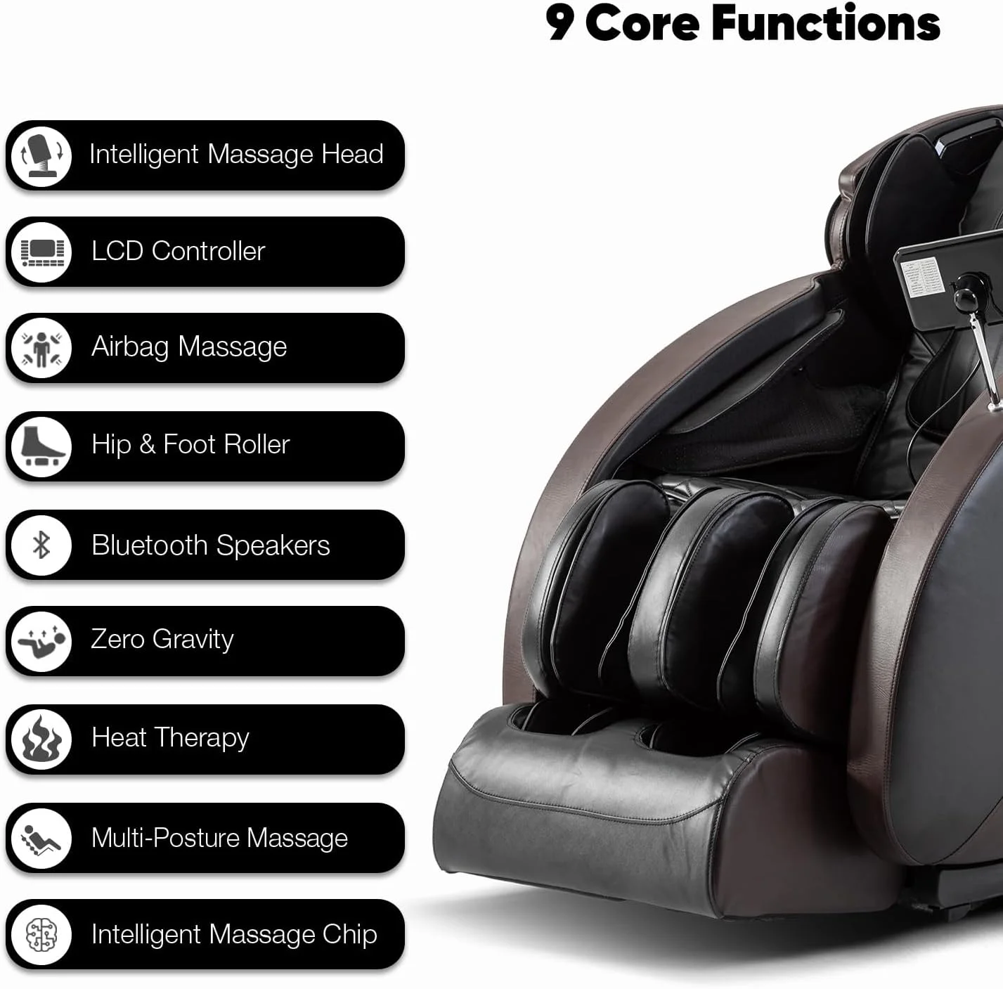 صندلی ماساژور تمام بدن JC BUCKMAN IndulgeUs با 6 برنامه خودکار، کیسه های هوا در تمام بدن، 2 سطح بی وزنی، ماساژ لگن و نشیمنگاه و بلندگوهای بلوتوث