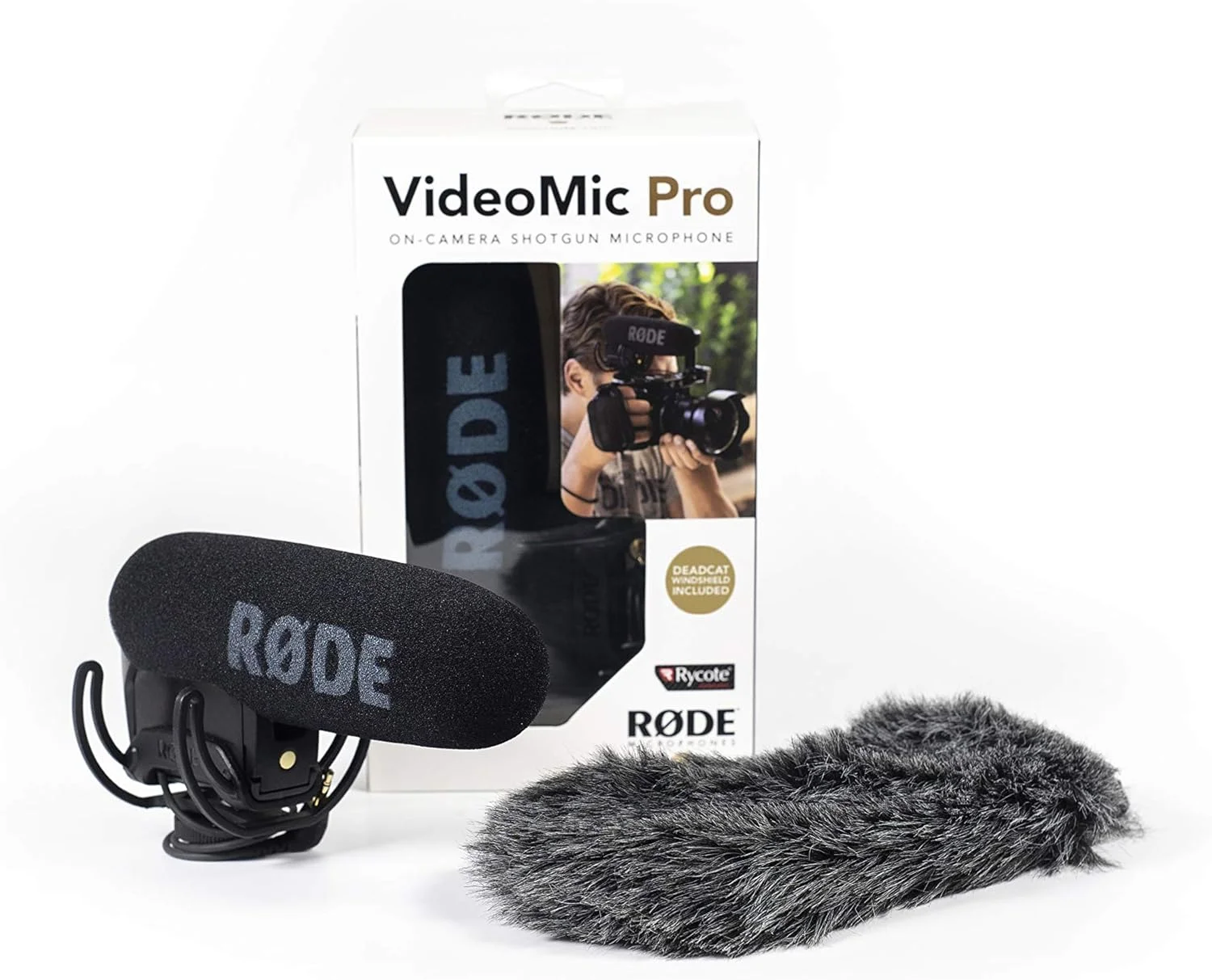 میکروفون شاتگان جهت دار RØDE VideoMic Pro Compact به همراه بادگیر خز مصنوعی Deadcat مدل RODEVMP-RDC