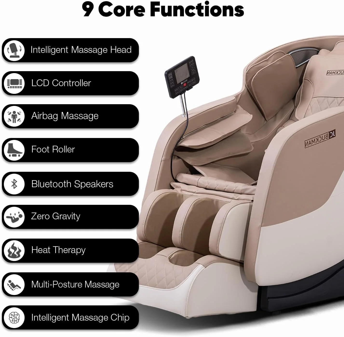 صندلی ماساژور تمام بدن JC BUCKMAN مدل RefreshUs با 6 برنامه خودکار، کیسه هوای تمام بدن، گرمایش داخلی، 2 سطح بی وزنی، بلندگوهای بلوتوث