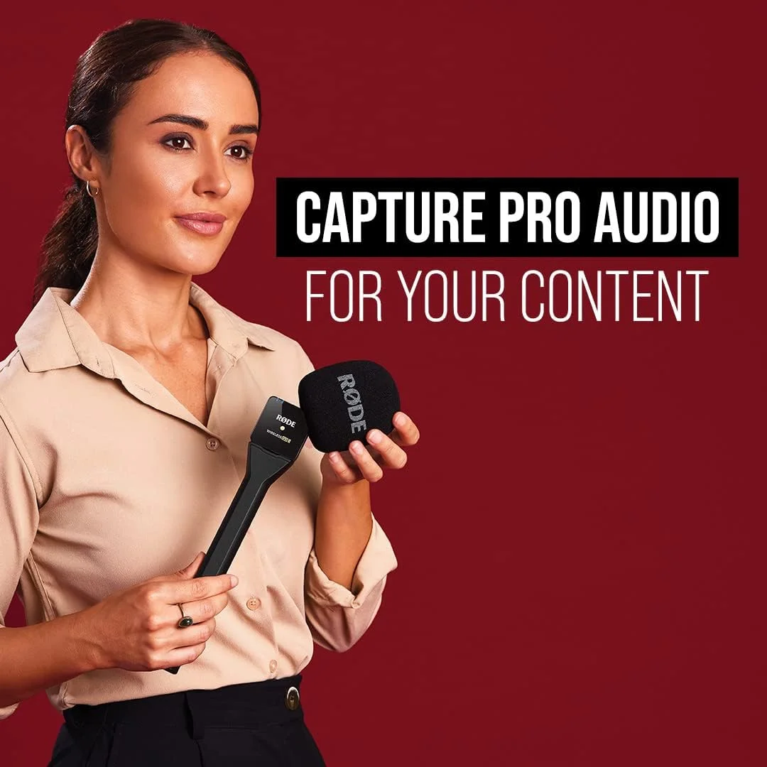 سیستم میکروفون بی‌سیم دو کاناله فوق‌العاده فشرده RØDE Wireless GO II با میکروفون‌های داخلی، ضبط داخلی و برد 200 متری برای فیلم‌سازی، مصاحبه‌ها و تولید محتوا