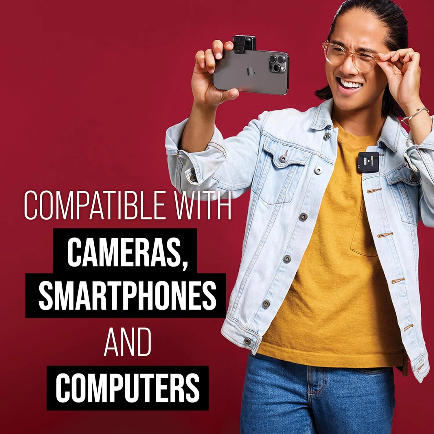 سیستم میکروفون بی‌سیم دو کاناله فوق‌العاده فشرده RØDE Wireless GO II با میکروفون‌های داخلی، ضبط داخلی و برد 200 متری برای فیلم‌سازی، مصاحبه‌ها و تولید محتوا