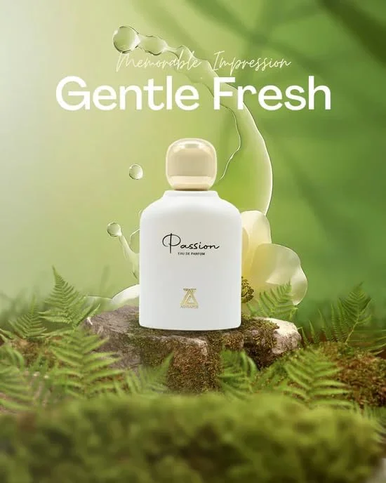 عطر ادو پرفیوم زنانه آزرنس پشن 100 میلی لیتر، عطر گلی میوه ای شیرین با رایحه گلابی، انگور فرنگی سیاه، سرخالو، یاس، نارگیل و وانیل، رایحه ماندگار برای استفاده روزانه و هدیه