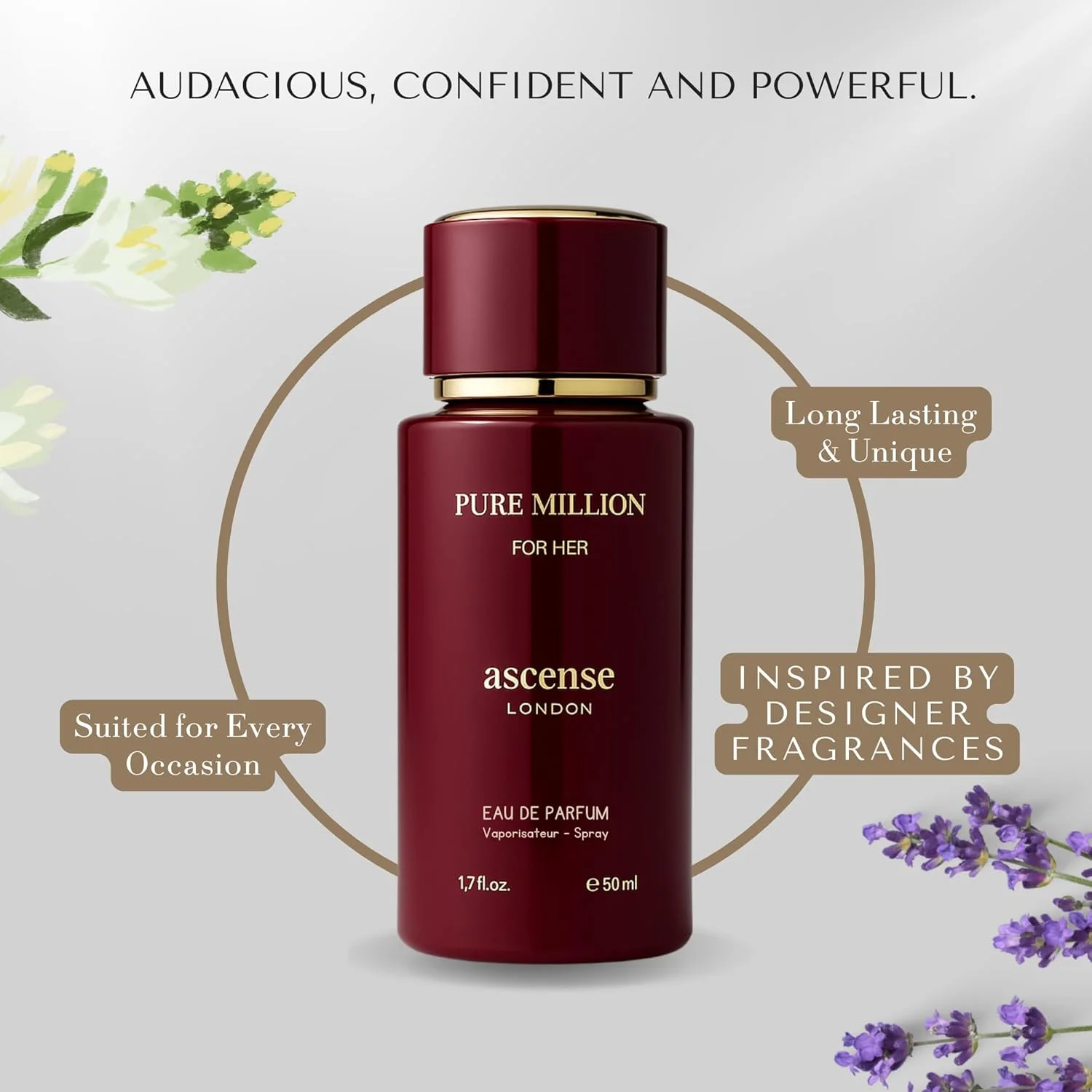 ادکلن زنانه آسکنس لندن پیور میلیون 50 میلی لیتر | عطر لوکس زنانه با رایحه های چوبی، شیرین و کهربایی | ادوپرفیوم ماندگار زنانه ادکلن زنانه آسکنس لندن پیور میلیون 50 میلی لیتر | عطر لوکس زنانه با رایحه های چوبی، شیرین و کهربایی | ادوپرفیوم ماندگار زنانه