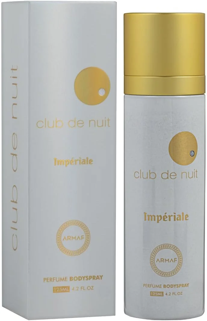 اسپری بدن زنانه آرماف کلاب د نایت وایت ایمپریال 125 میلی لیتر، رایحه ماندگار، اسپری خوشبو کننده، طراوت بخش، زنانه و خوشبو