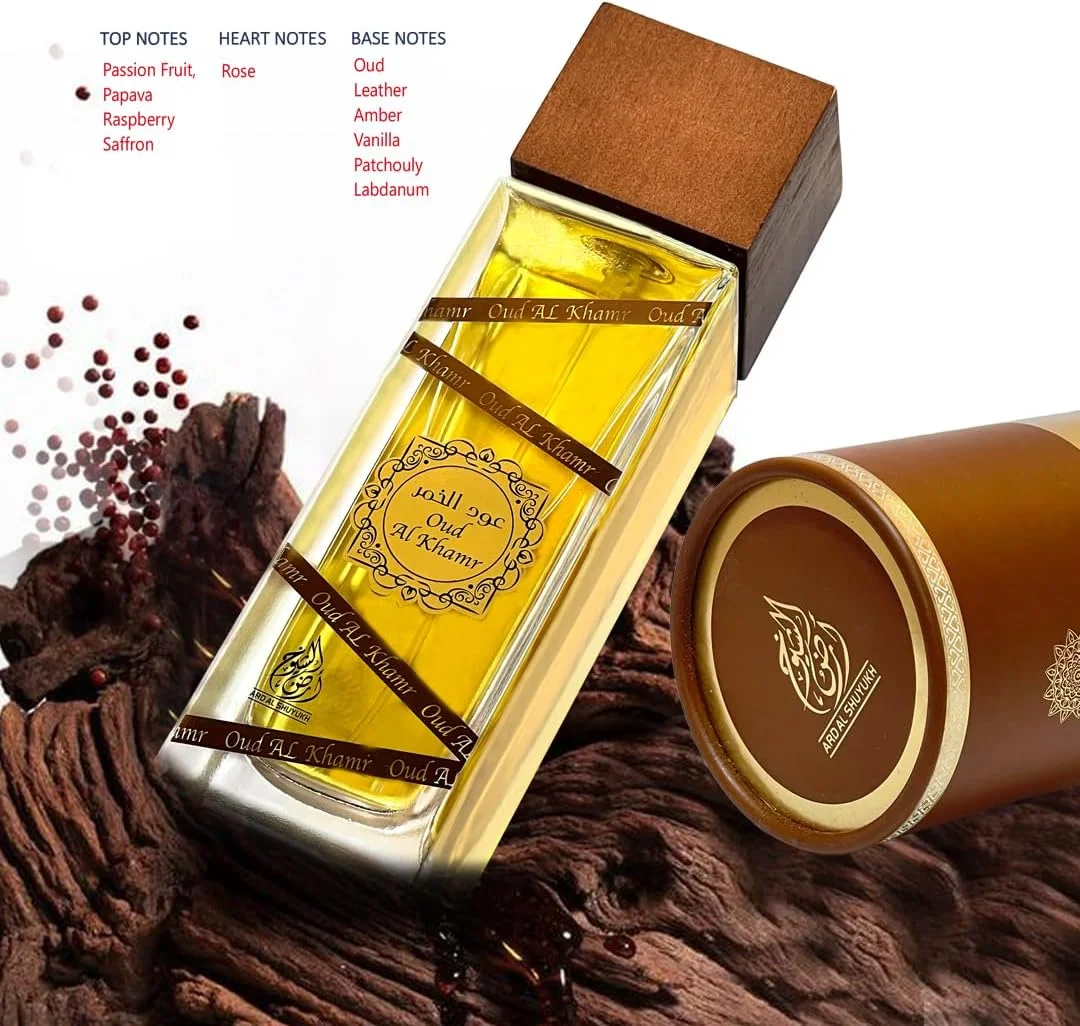 عطر ادو پرفیوم унисекс Ard Al Shuyukh Oud Al Khamr 100 میلی لیتر - رایحه میوه ای و گلی نفیس با رایحه های میوه گل ساعتی، عود و چرم عطر ادو پرفیوم унисекс Ard Al Shuyukh Oud Al Khamr 100 میلی لیتر - رایحه میوه ای و گلی نفیس با رایحه های میوه گل ساعتی، عود و چرم