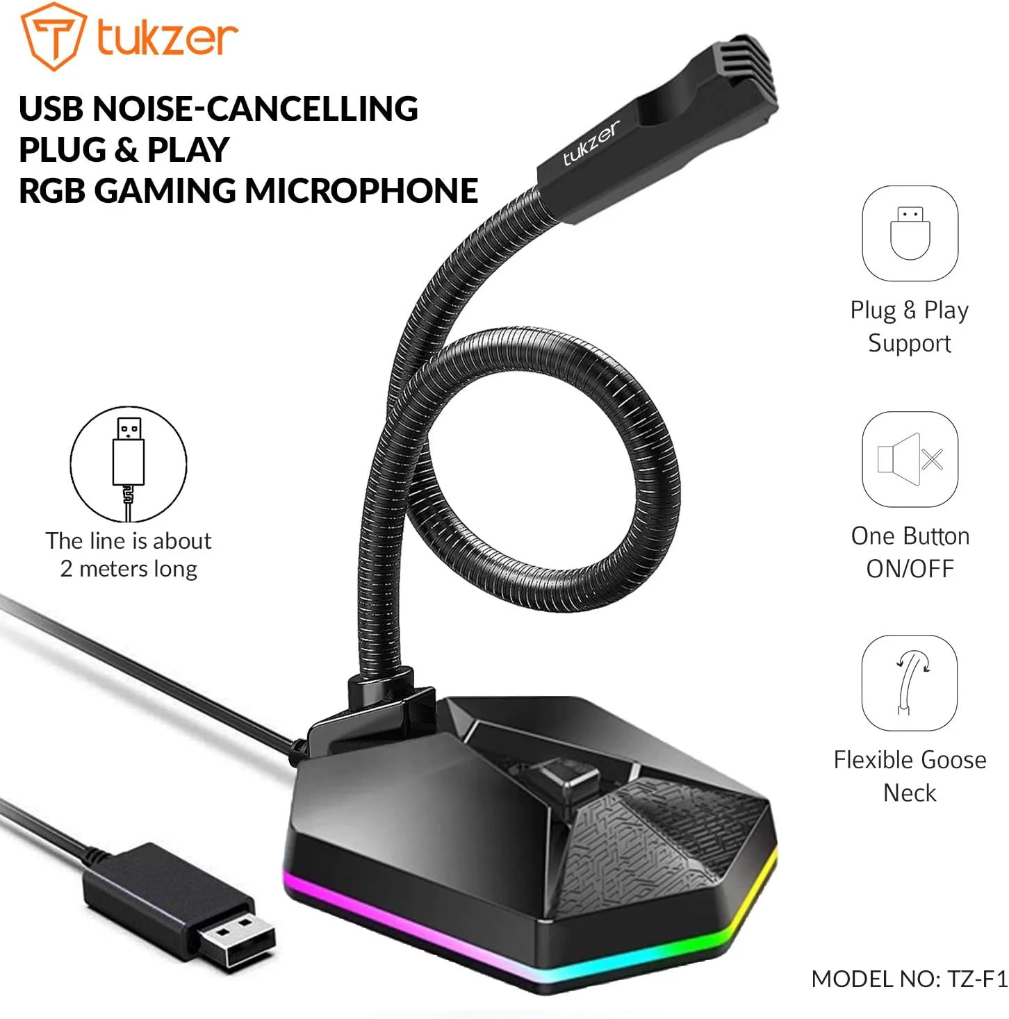 میکروفون کامپیوتر USB Tukzer، میکروفون RGB، کندانسور چند جهته با قابلیت حذف نویز به همراه دکمه روشن/خاموش، میکروفون رومیزی لپ تاپ Plug & Play، برای ویندوز/مک/پادکست/بازی/یوتیوب/زوم/اسکایپ/ضبط میکروفون کامپیوتر USB Tukzer، میکروفون RGB، کندانسور چند جهته با قابلیت حذف نویز به همراه دکمه روشن/خاموش، میکروفون رومیزی لپ تاپ Plug & Play، برای ویندوز/مک/پادکست/بازی/یوتیوب/زوم/اسکایپ/ضبط