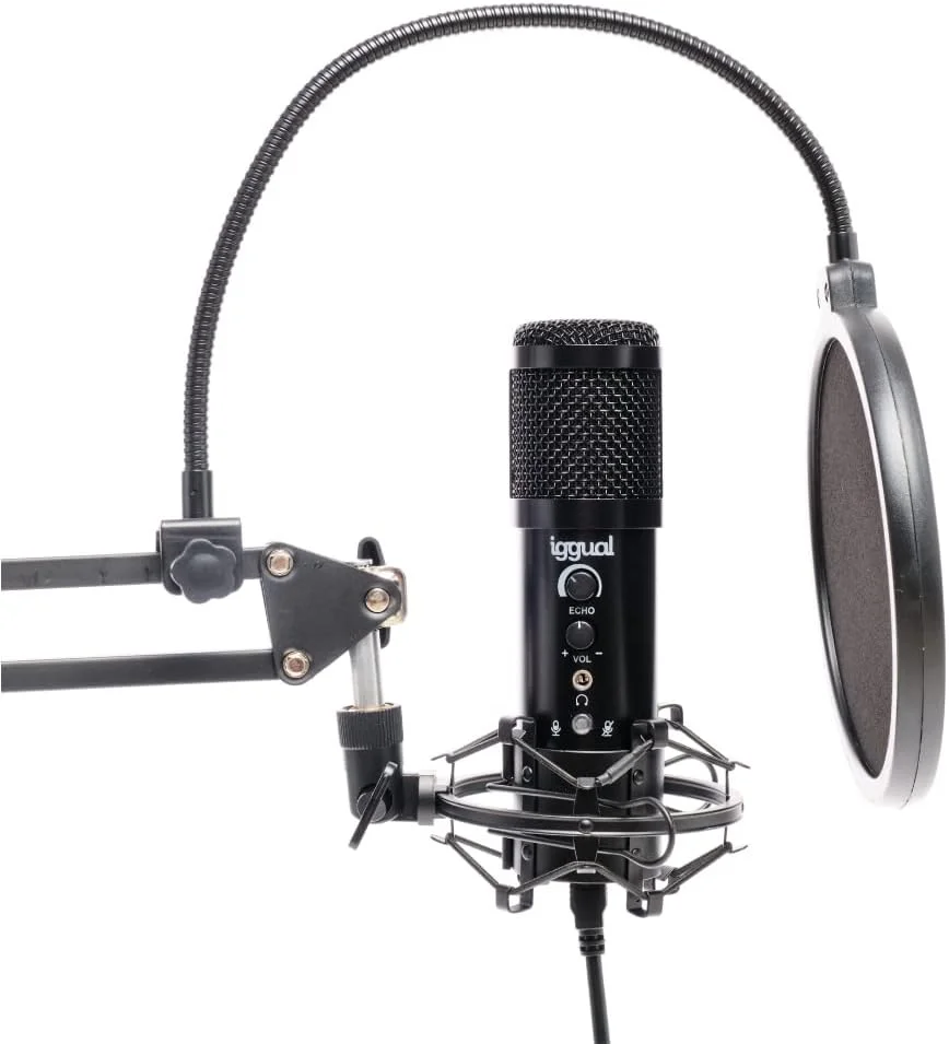 میکروفون USB کاندنسر Pro Voice ایگوال با بازوی قیچی قابل تنظیم - میکروفون استودیویی سازگار با ویندوز، macOS، اندروید، PS4، PS5 - بدون نیاز به نرم افزار