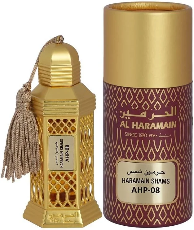 روغن عطر کنسانتره شمس الحرمین - 12 میلی لیتر | عطر بدون الکل унисекс با رایحه مرکبات، ادویه جات و عنبر چوبی | عطر عربی شرقی ماندگار برای آقایان و بانوان